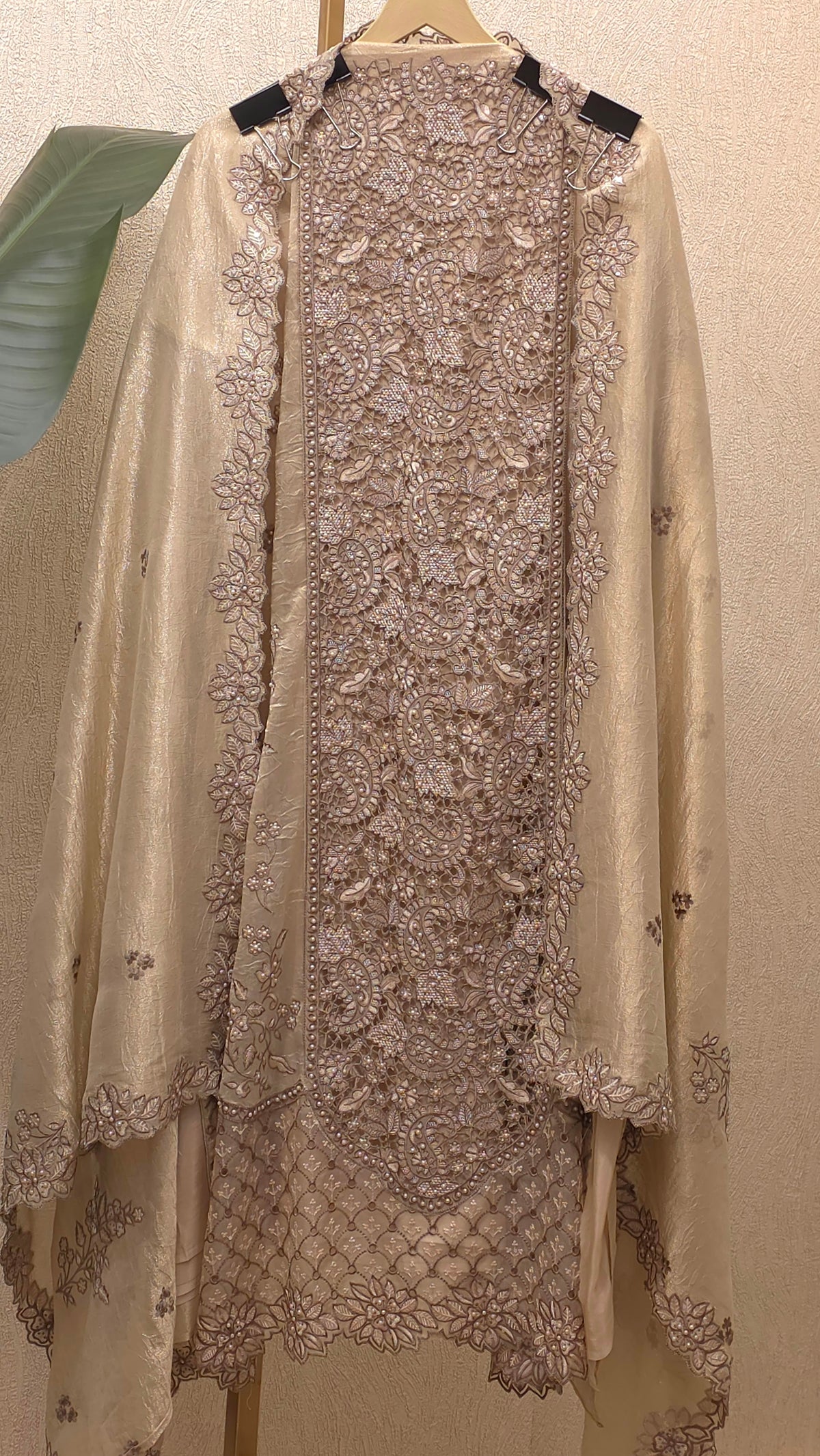Embroidered Cutwork Statement Tissue Suit