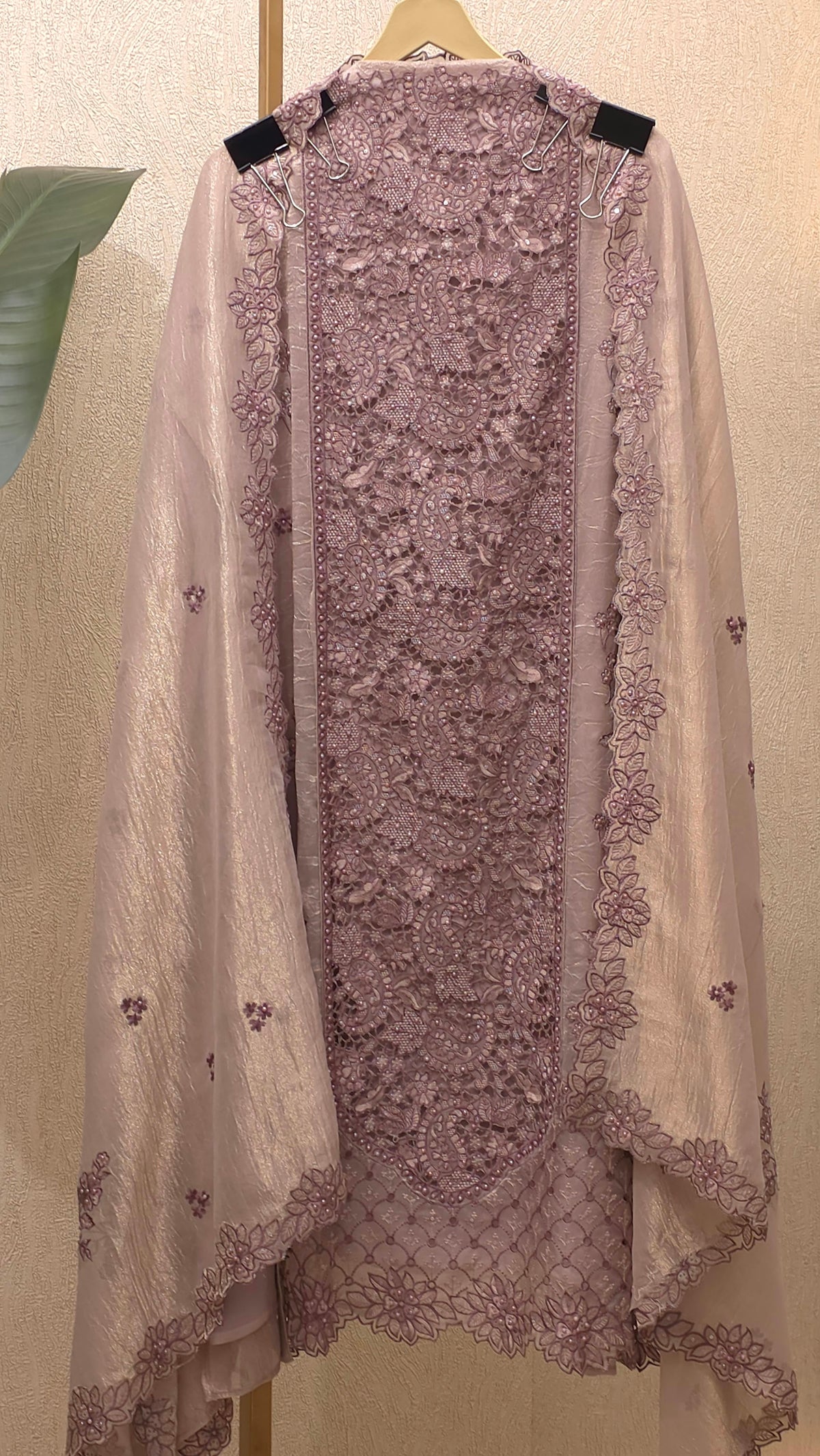 Embroidered Cutwork Statement Tissue Suit