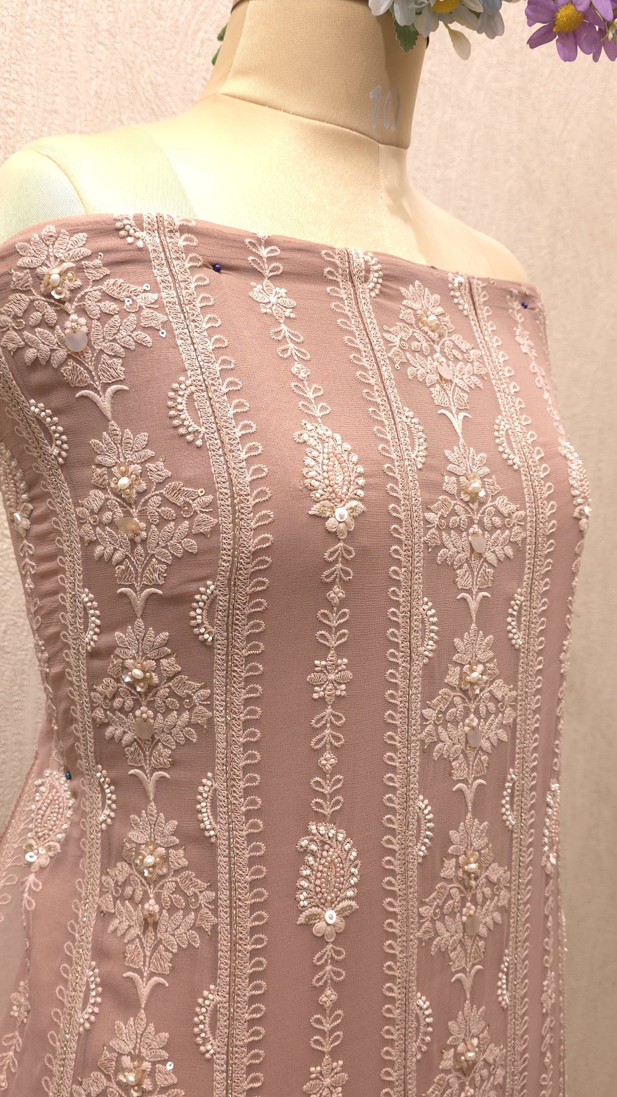 Pure Georgette Lucknowi Unstitched Anarkali 3.0