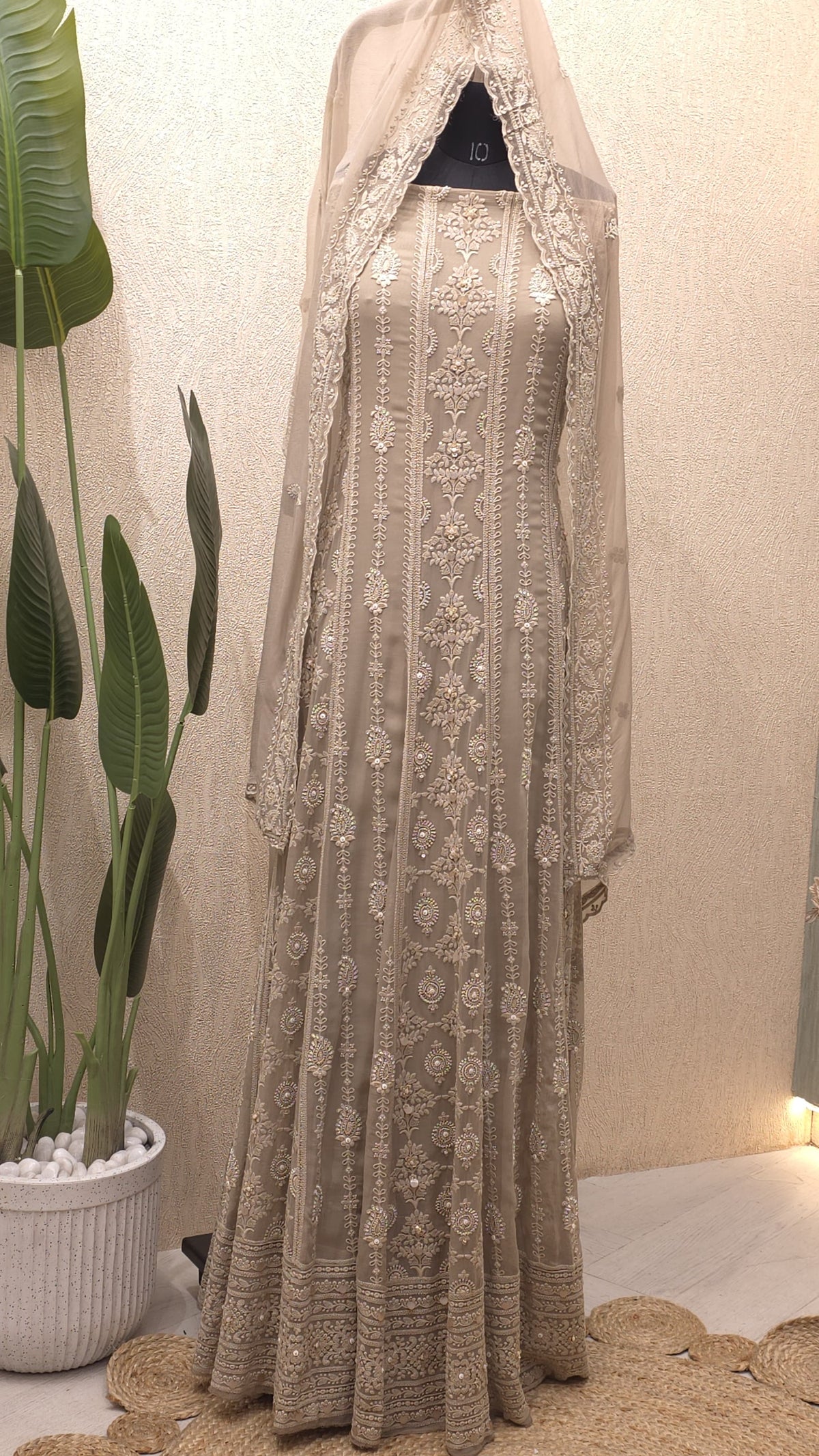 Pure Georgette Lucknowi Unstitched Anarkali 3.0