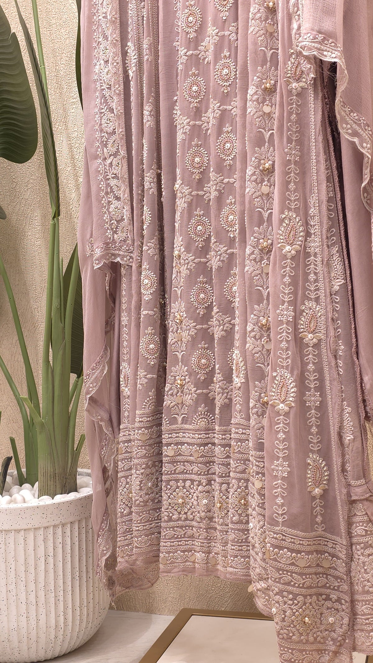 Pure Georgette Lucknowi Unstitched Anarkali 3.0