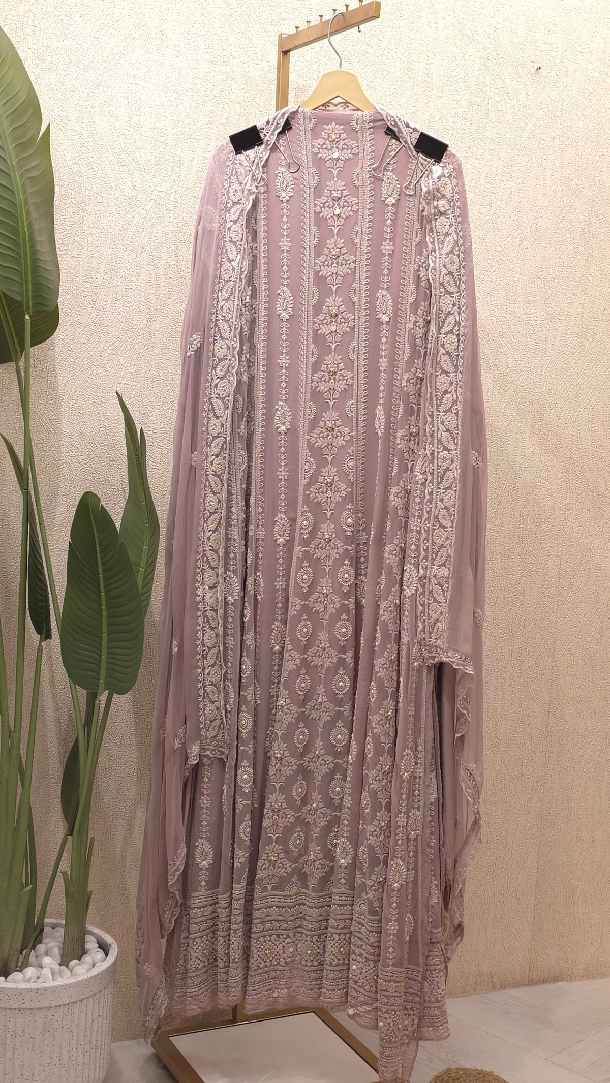 Pure Georgette Lucknowi Unstitched Anarkali 3.0