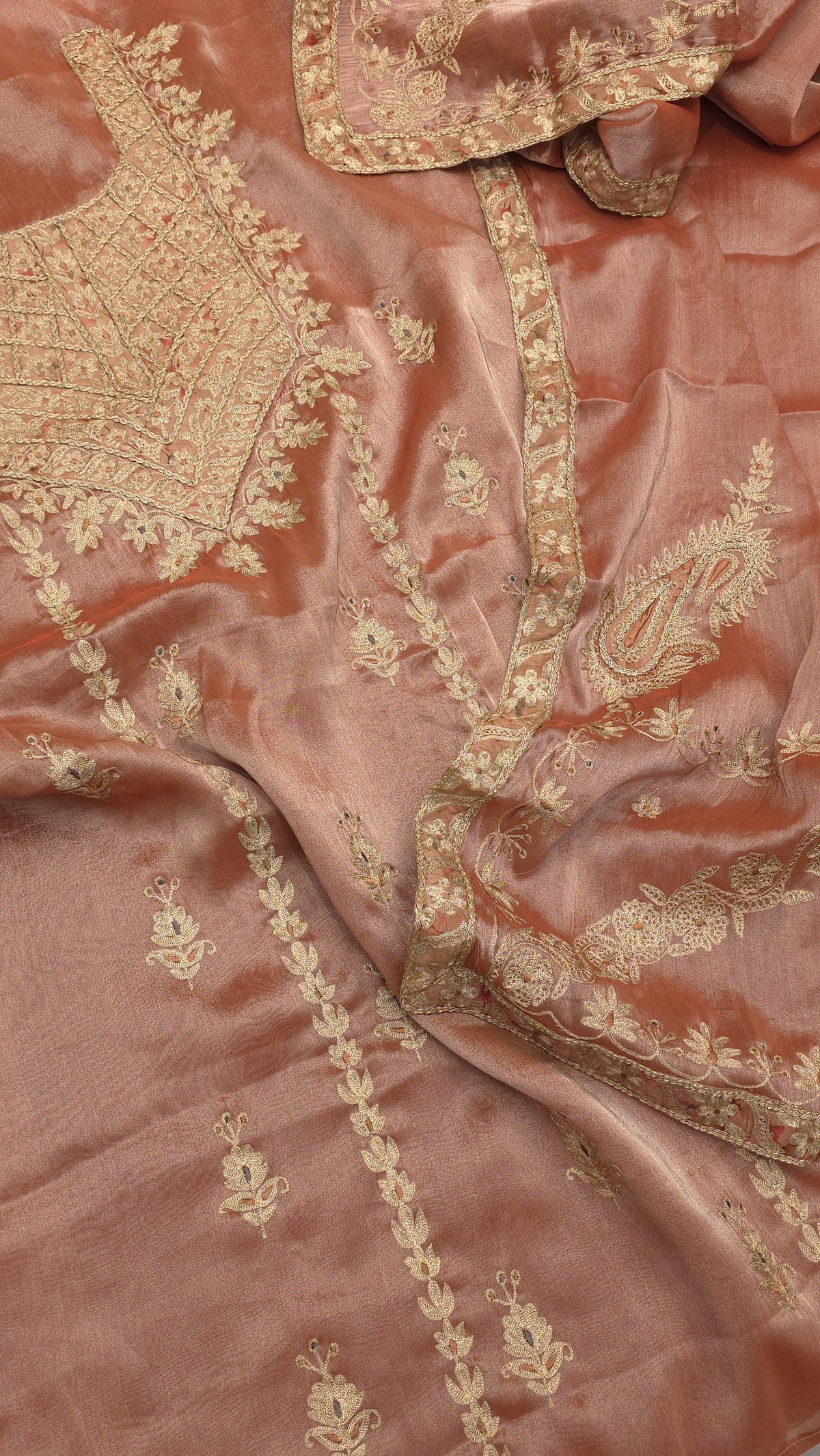 Luxury Pure Tissue Suit - Antique Gold Embroidery