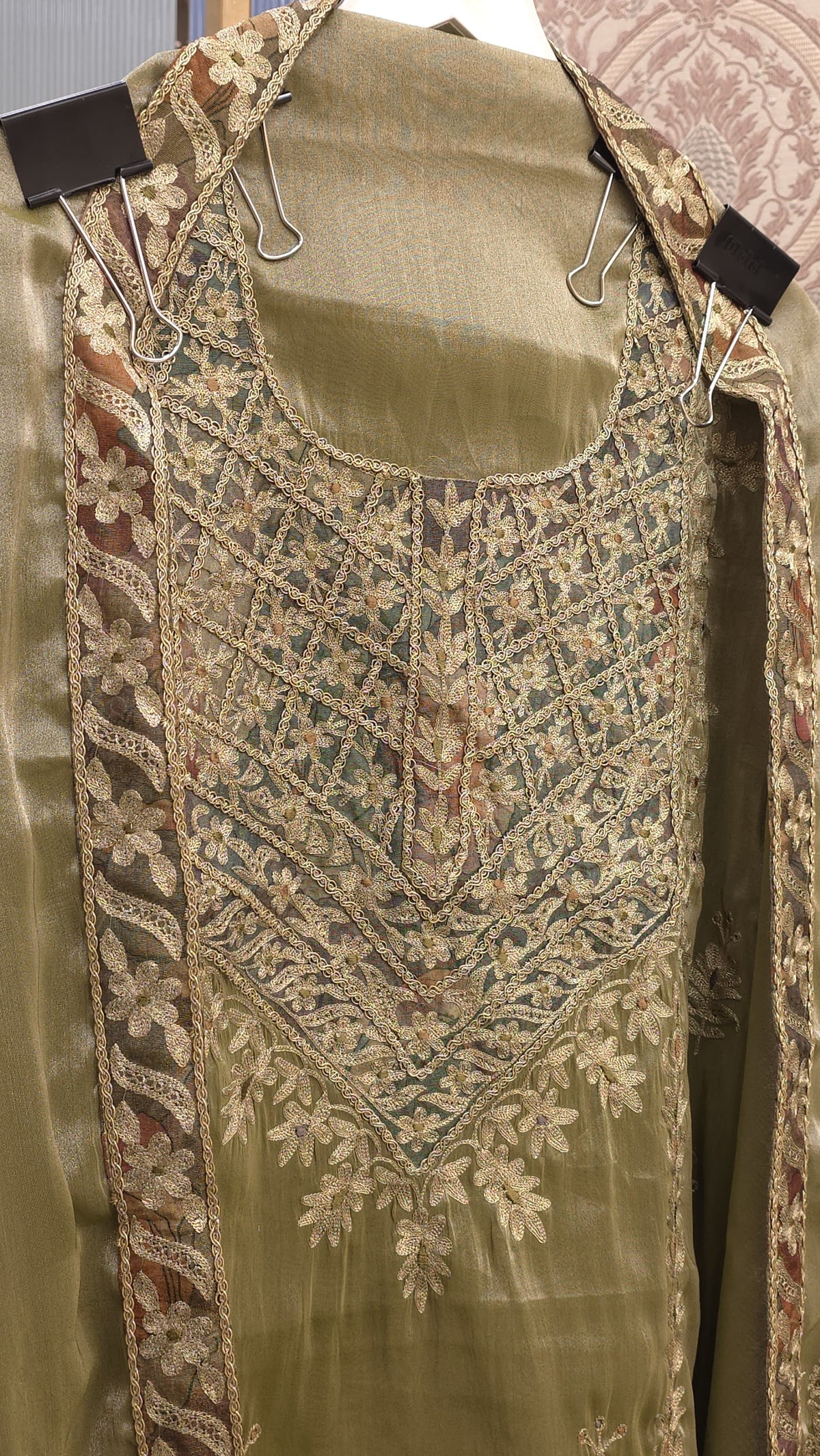 Luxury Pure Tissue Suit - Antique Gold Embroidery