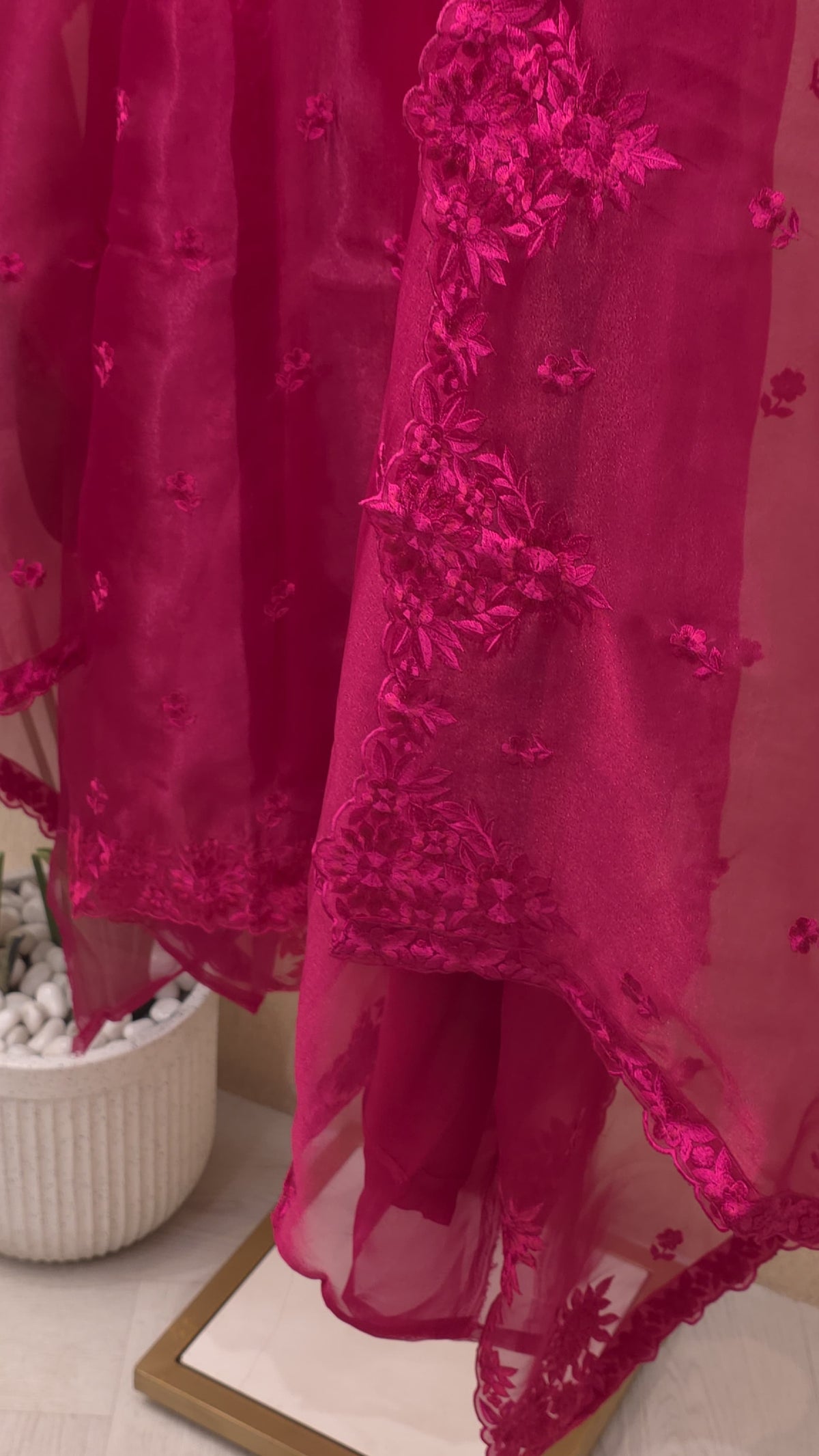 Organza Tissue Thread Embroidered Suit