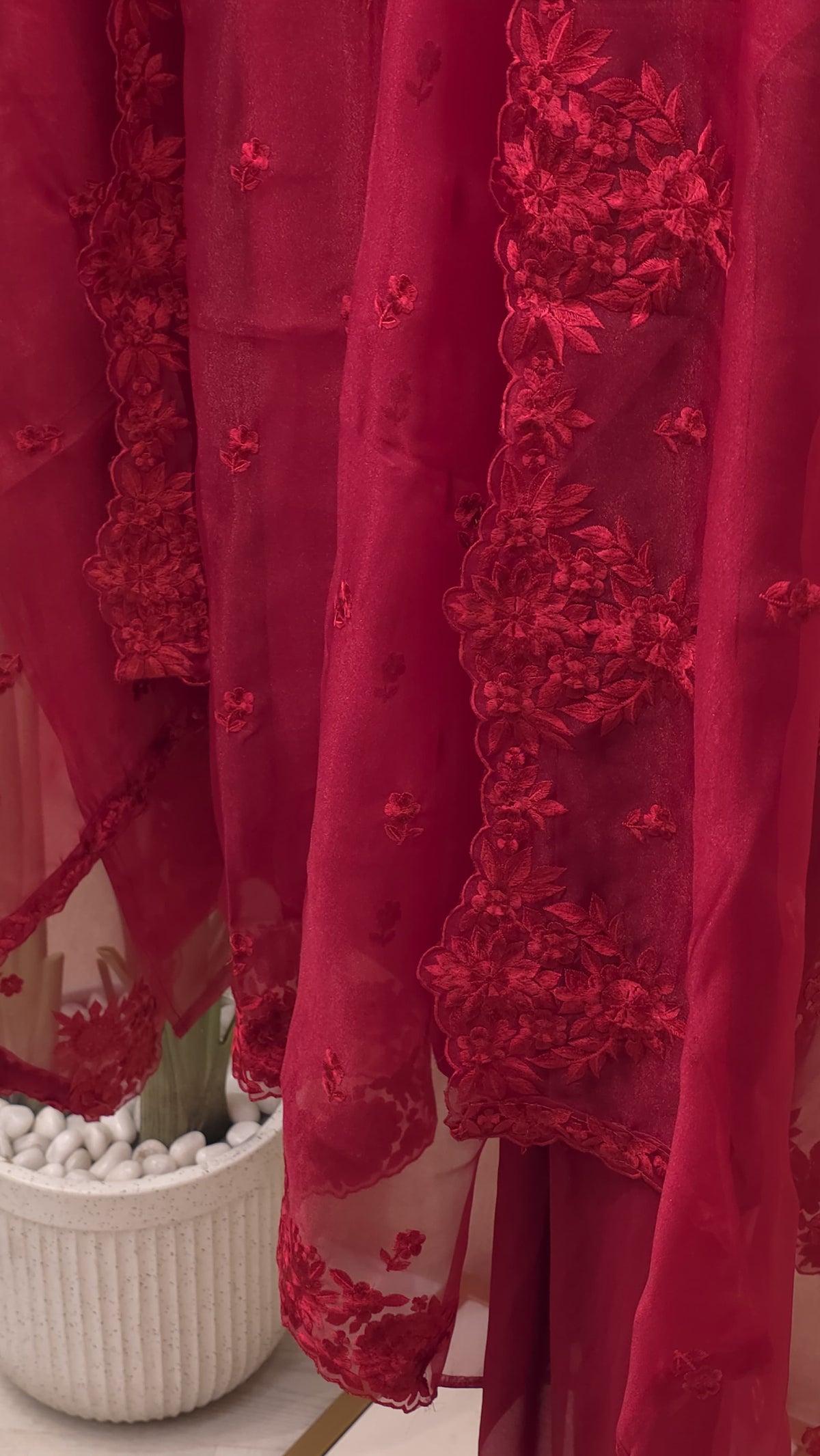 Organza Tissue Thread Embroidered Suit