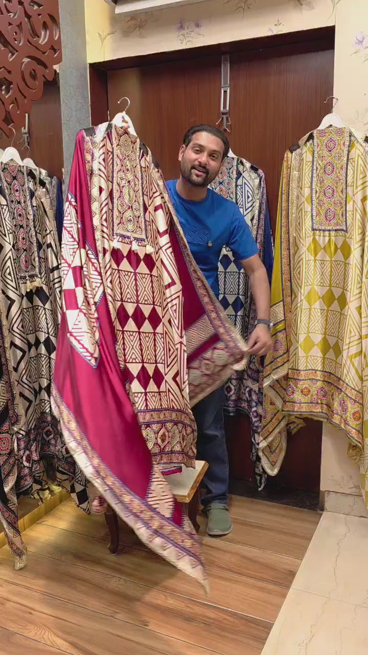 Gajji Silk 14.O with Geometric & Ajrakh Prints