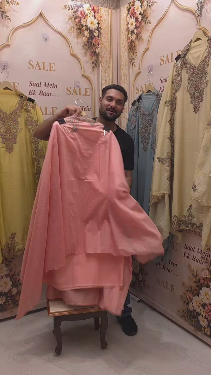 Calcutta Embroidered Mulchanderi Designer Suit