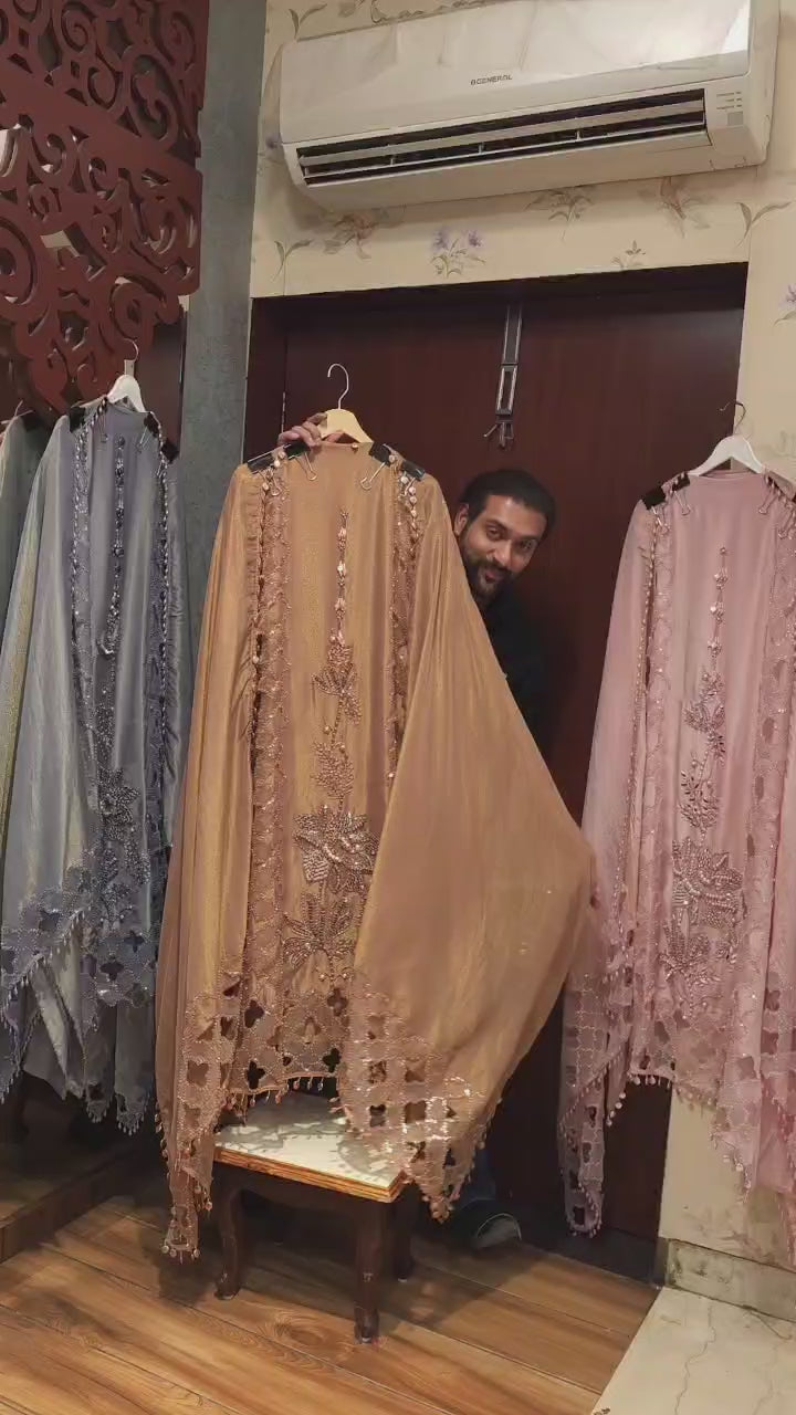 Metallic Pure Tissue Statement Suit - Heavy Cutwork