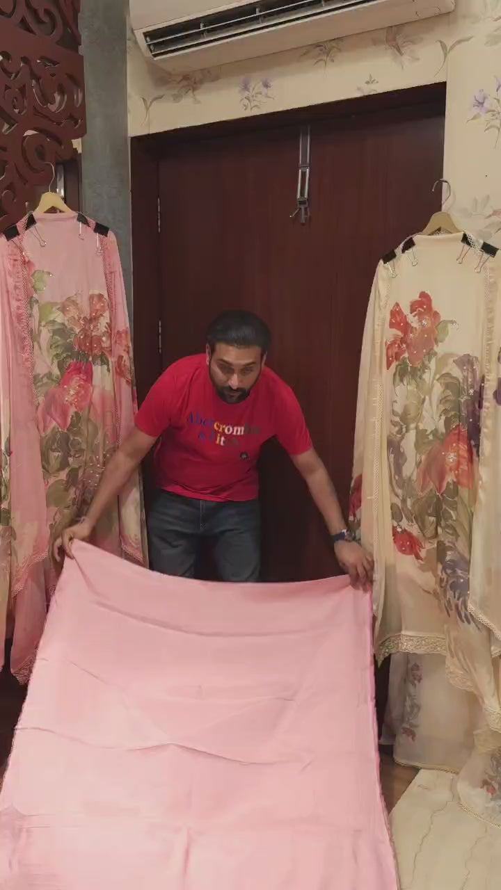 Water Color Effect Print- Pure Chinnon Suit