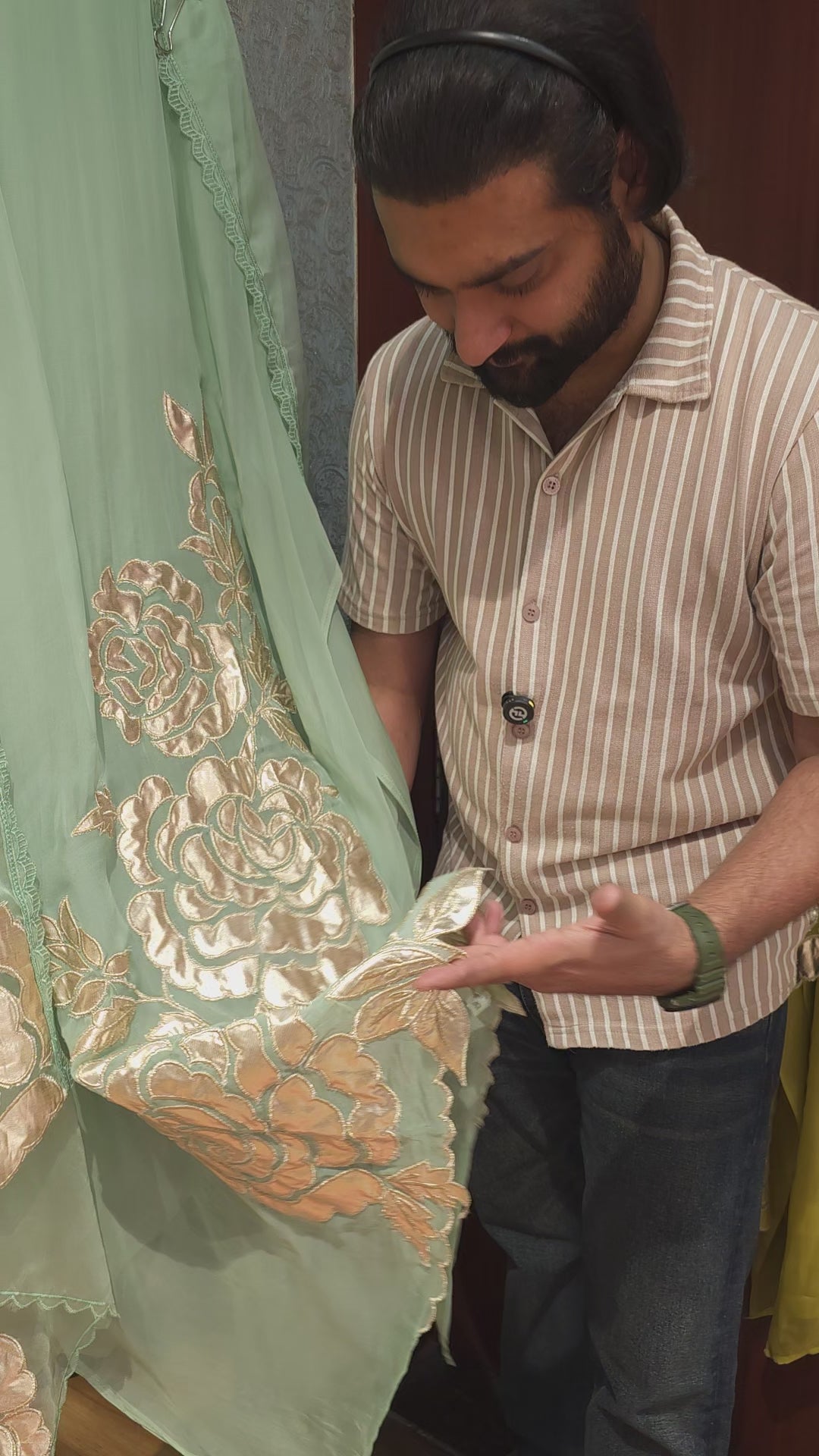 Soft Organza Suit with Rose Gold Patchwork