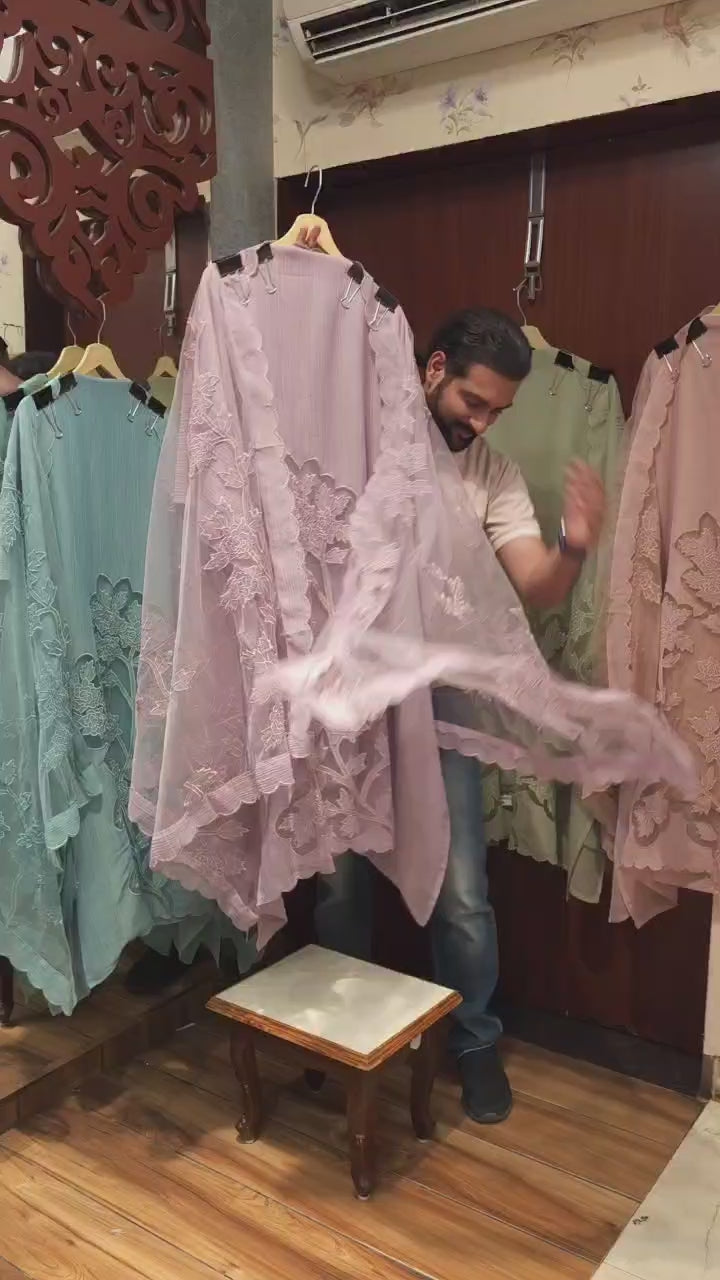 Applique Work Suit on Wrinkle Tissue & Net