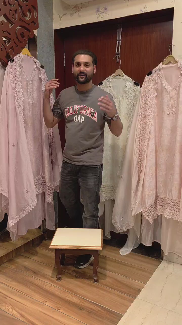 Self-Woven Cotton Silk Suit (Rare Crochet Detailing)