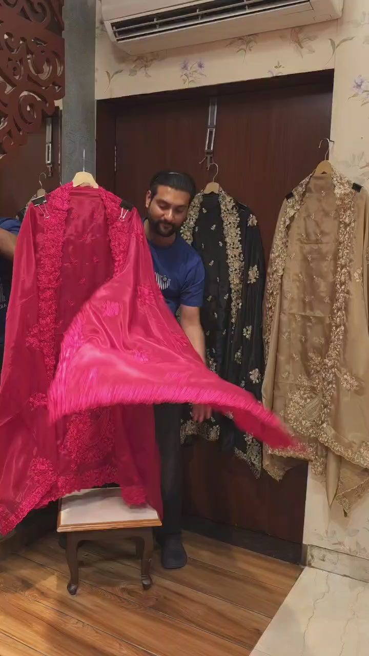 Parsi Embroidery Glass Tissue Suit