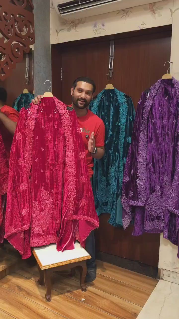 Viral Parsi Embroidery - Velvet Edition with bottom work
