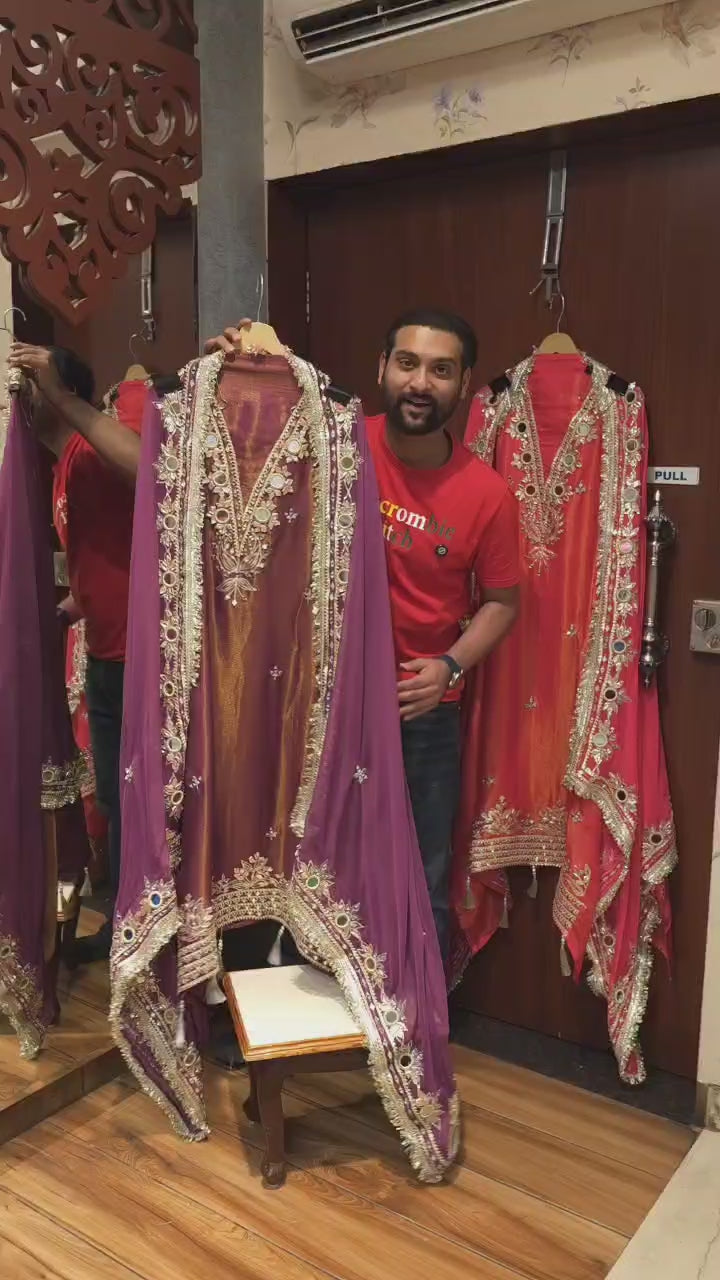 Texture Gold Tissue, Original Mirror & Gota Work Suit