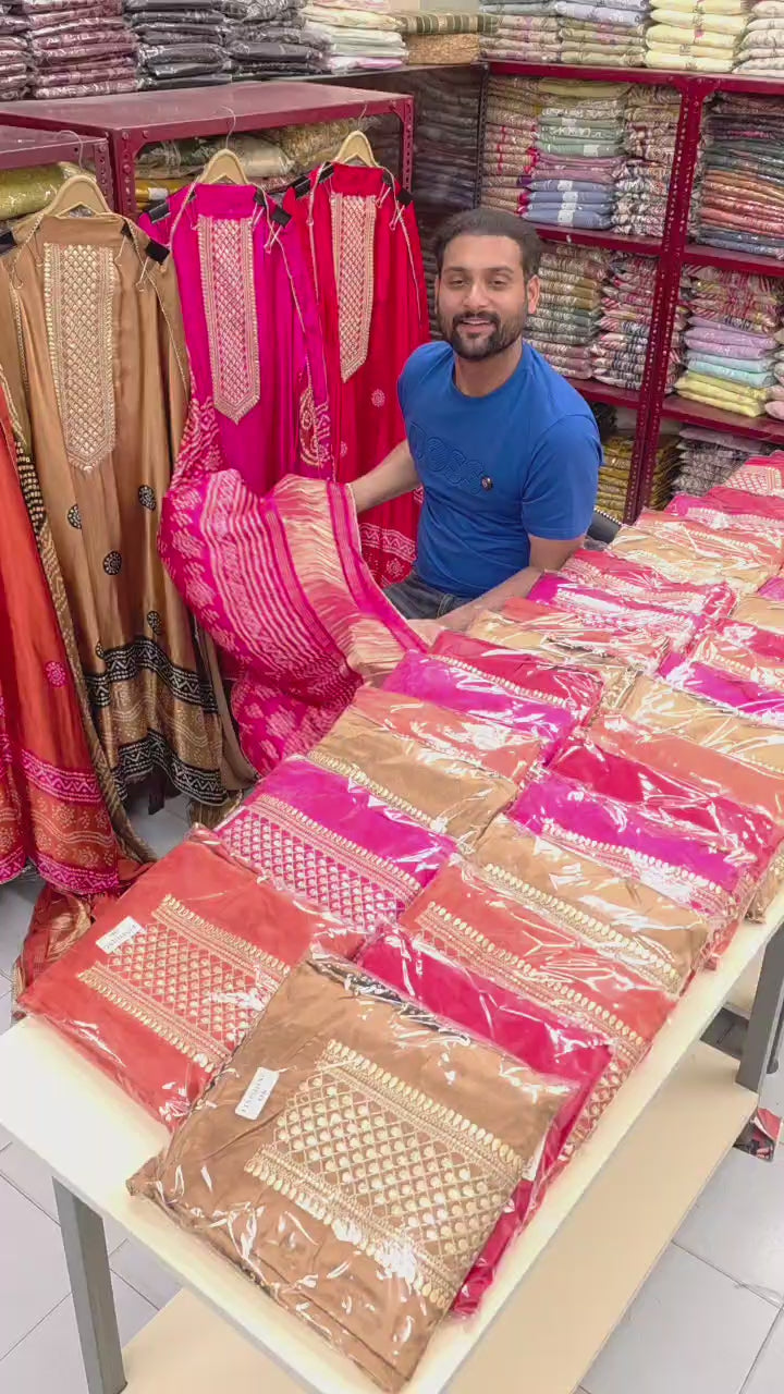Gajji Silk 13.O with Golden Weave Border