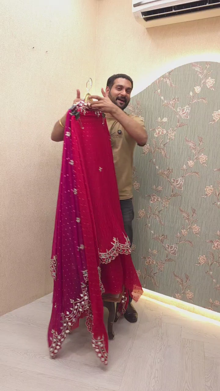 Banarasi Chinnon Butti Mirror Work Suit