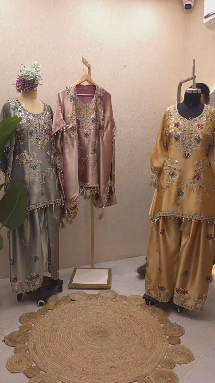 Readymade Short Kaftan With Farshi Salwar