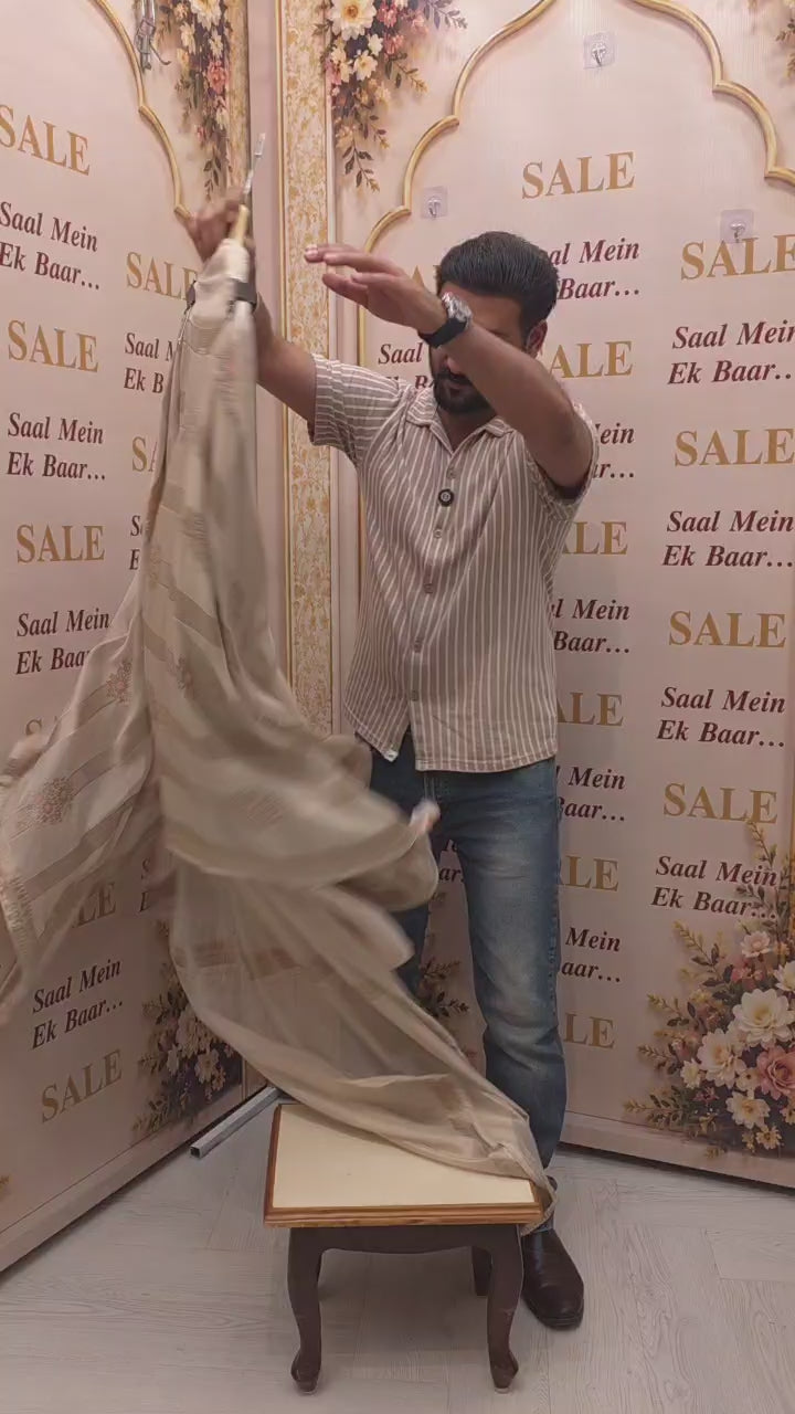 Ivory Kanjivaram Silk Suit