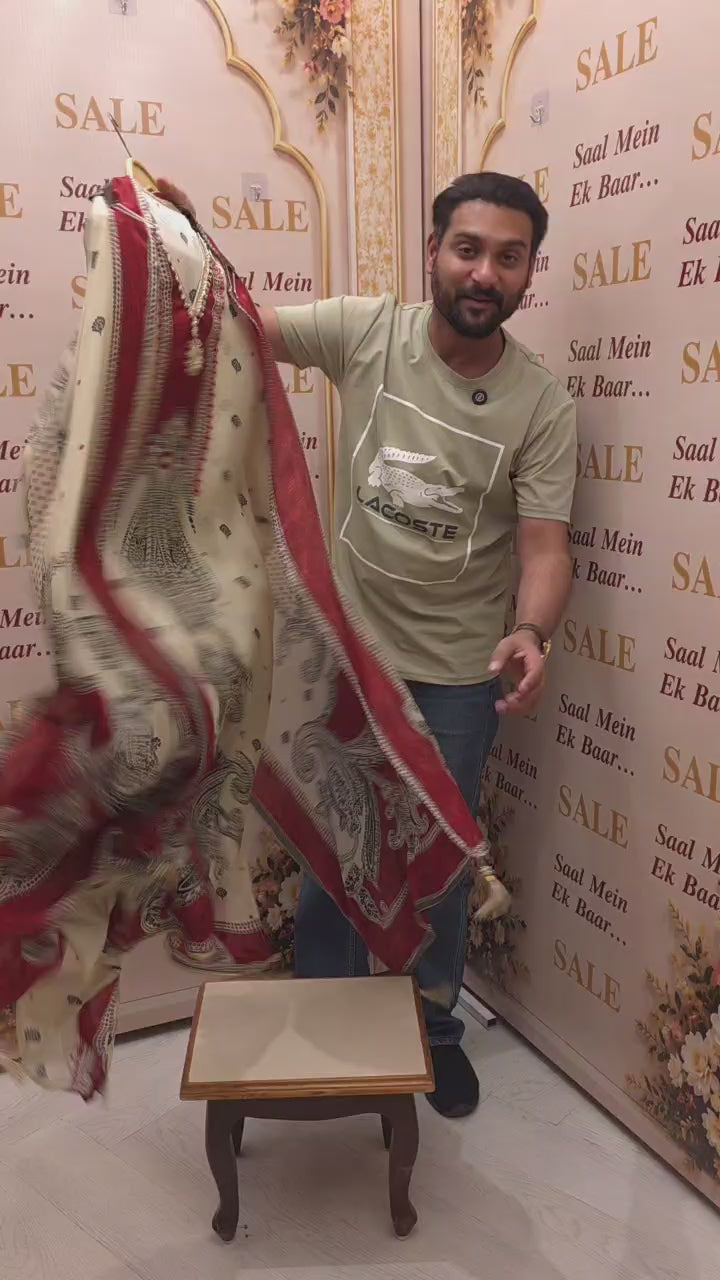 Kalamkari Printed Organza Handwork Suit