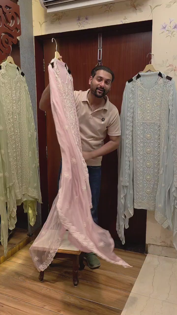 Georgette Lucknowi Pearl Suit 3.O