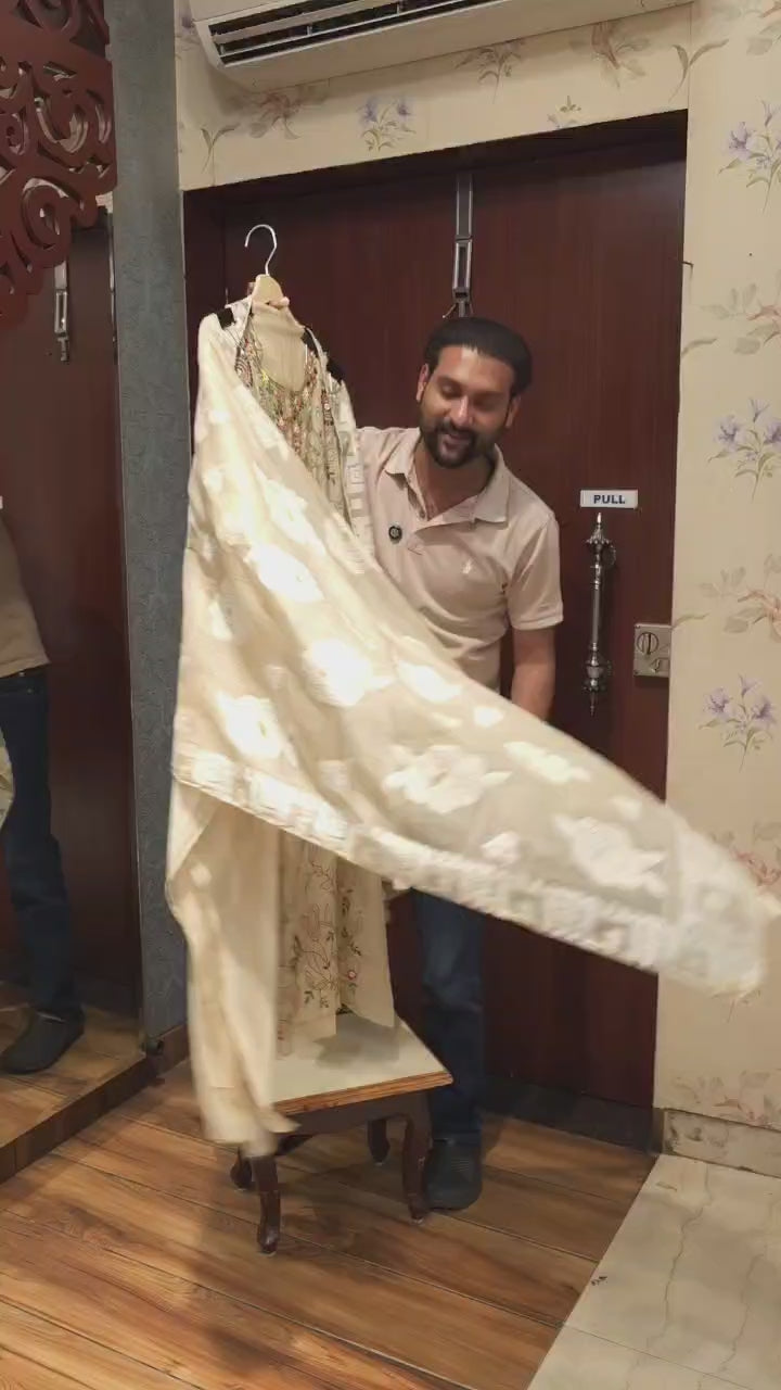 Pure Linen Handcrafted Kantha Work Suit