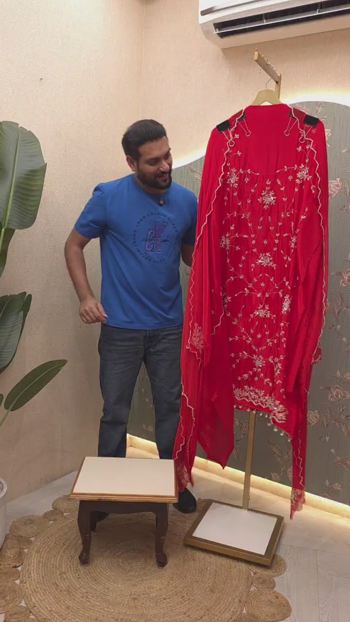 Festive Crepe Embroidered Suit