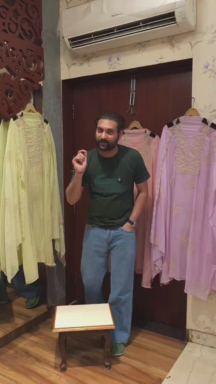 Mul Chanderi Suit in Lucknowi Embroidery