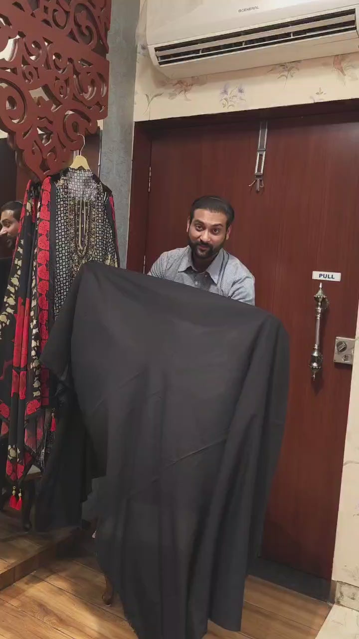 Muslin Suit with Premium Lace & Hand Work (Contrast Rose Dupatta)