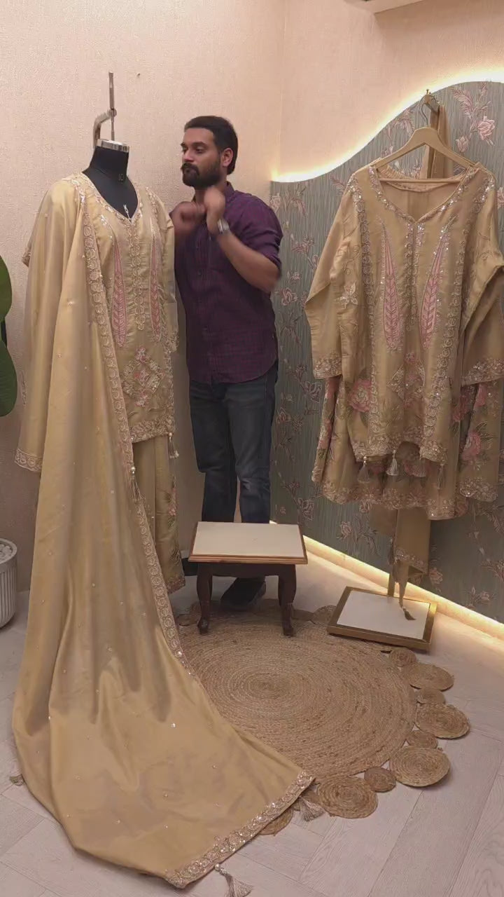 Royal Tissue Heavy Embroidered Readymade Dress
