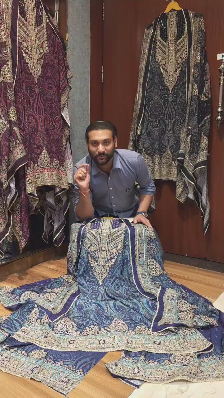 The Royal Kashmiri -Pure Crepe Embroidery Suit