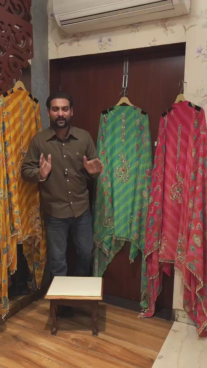 Jaipuri Lehariya & Handwork Fusion- Summer Ready on Crush Tissue