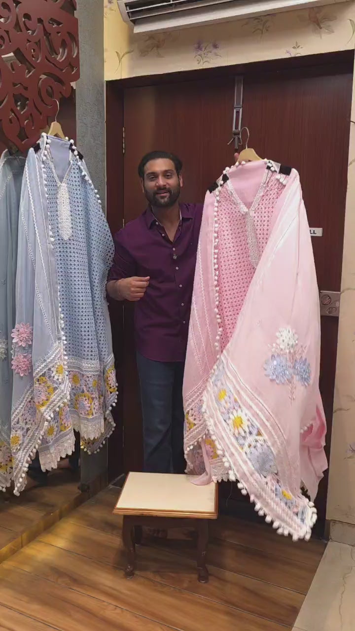 Pakistani Crochet Suit 4.O -Pure Mul
