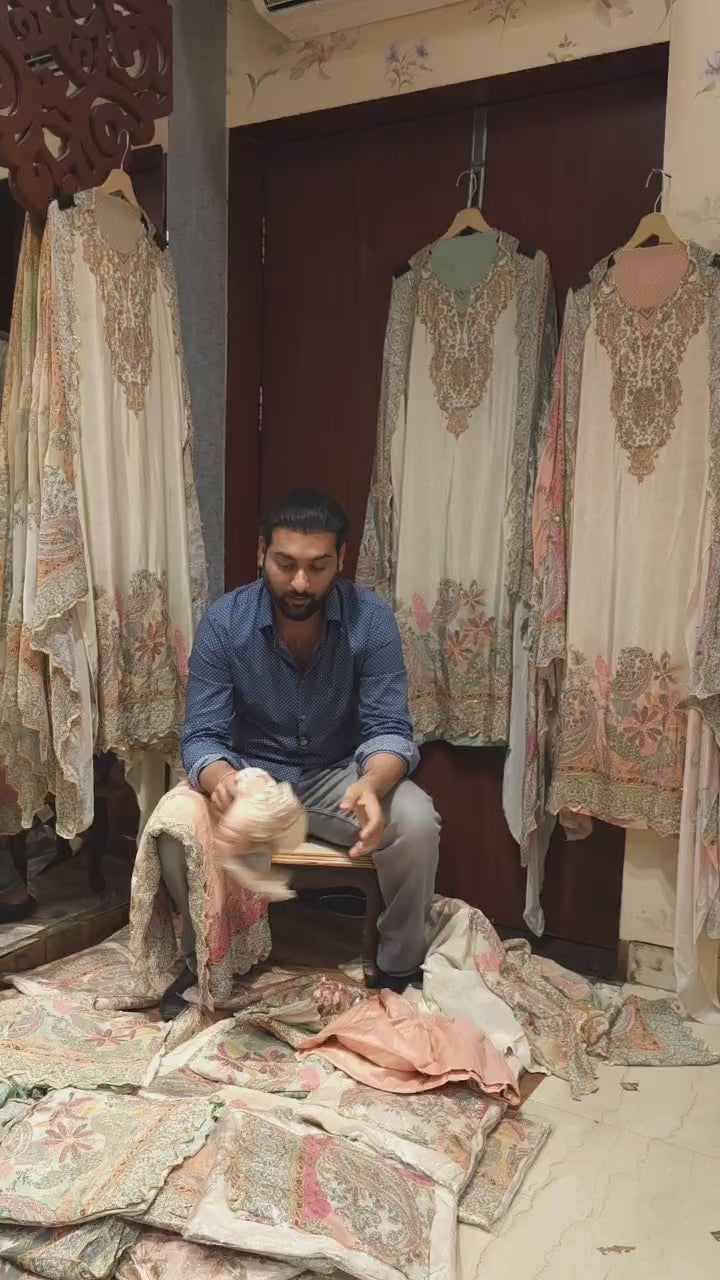Crepe Embroidered Suit with Pure Dupatta's
