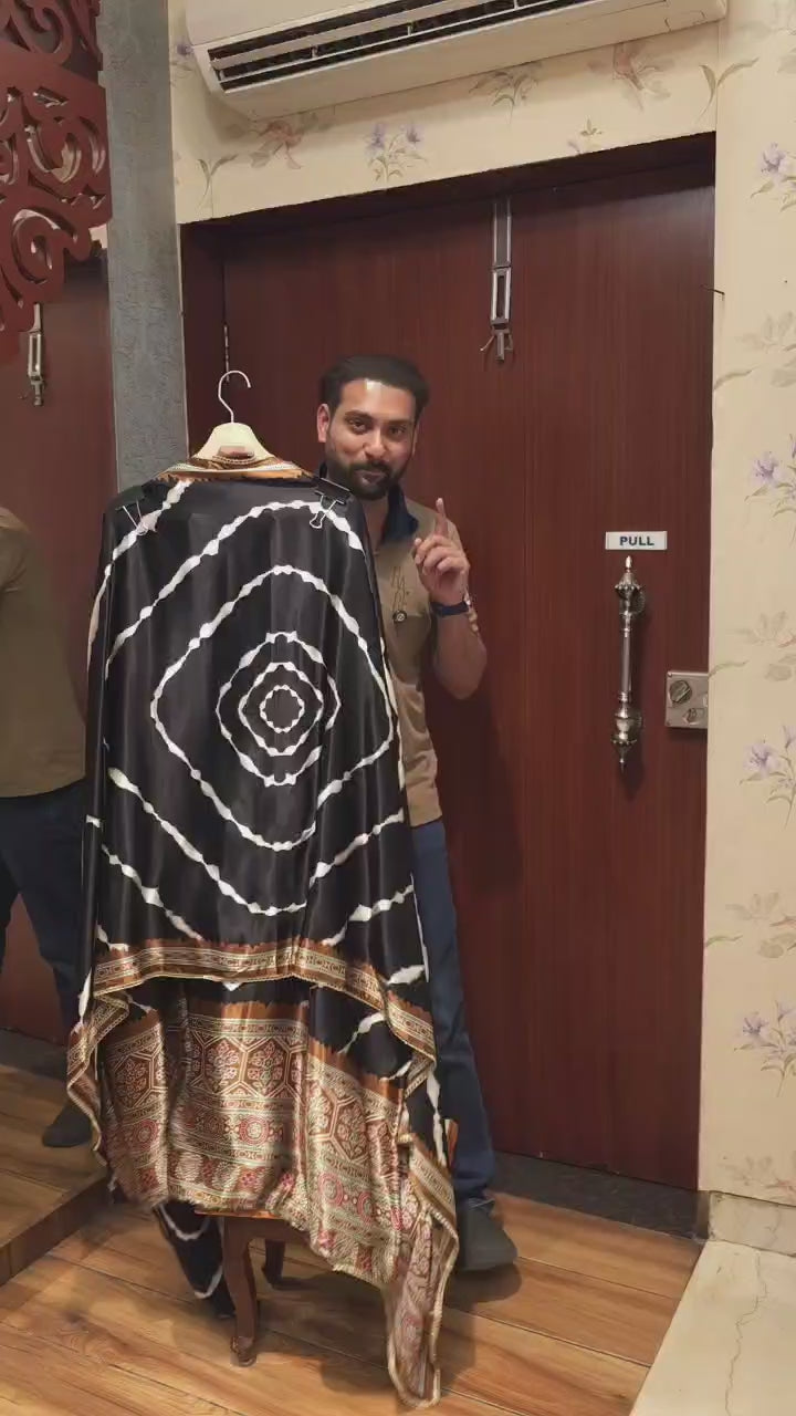 Gajji Silk 7.O with Ajrakh Bandhani Fusion Prints