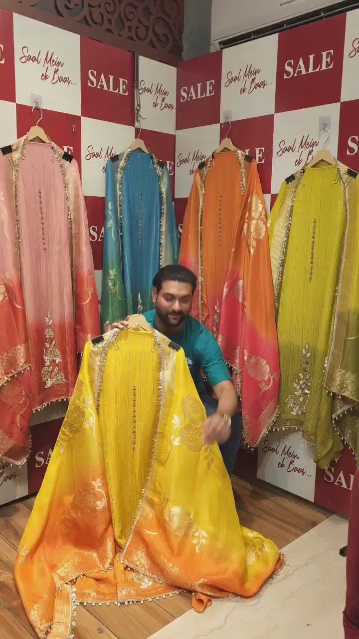 Crushed Tissue & Banarasi Gold Glam