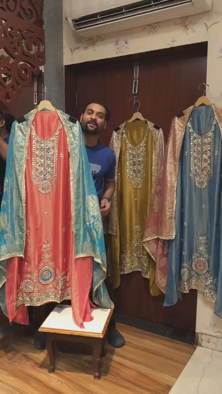 Gota Patti Suit with Contrast Banarasi Dupatta's