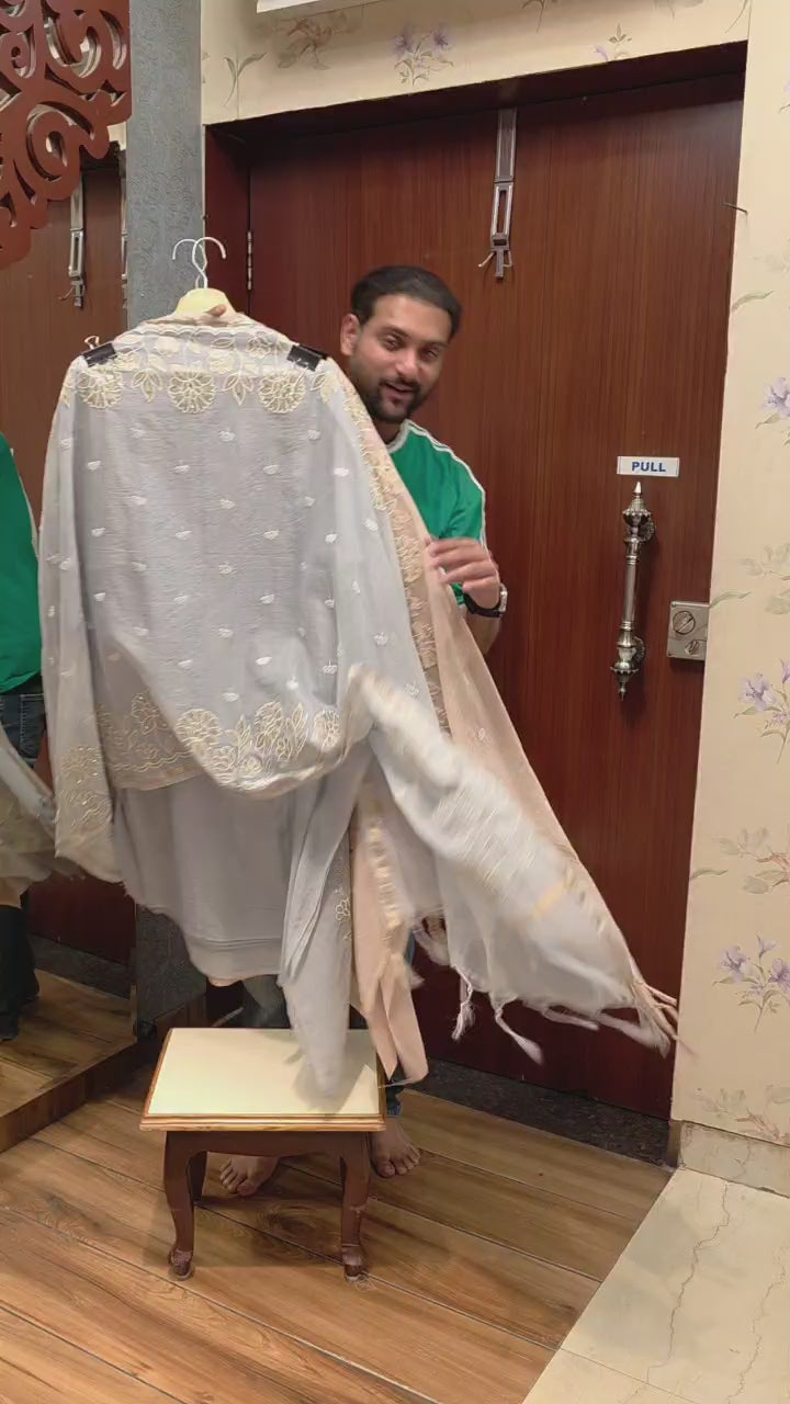 Mul chanderi Patchwork & Threadwork Suit