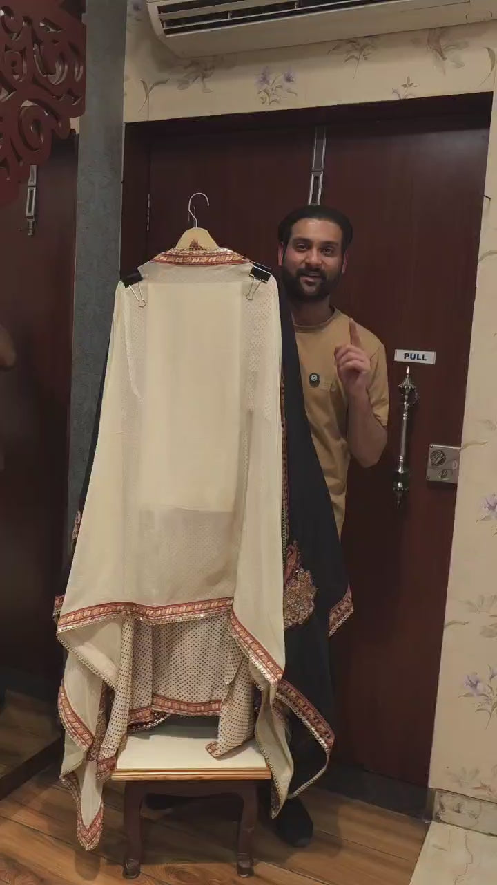 Pakistani Polka Dot Pure Muslin Suit with Organza Dupatta