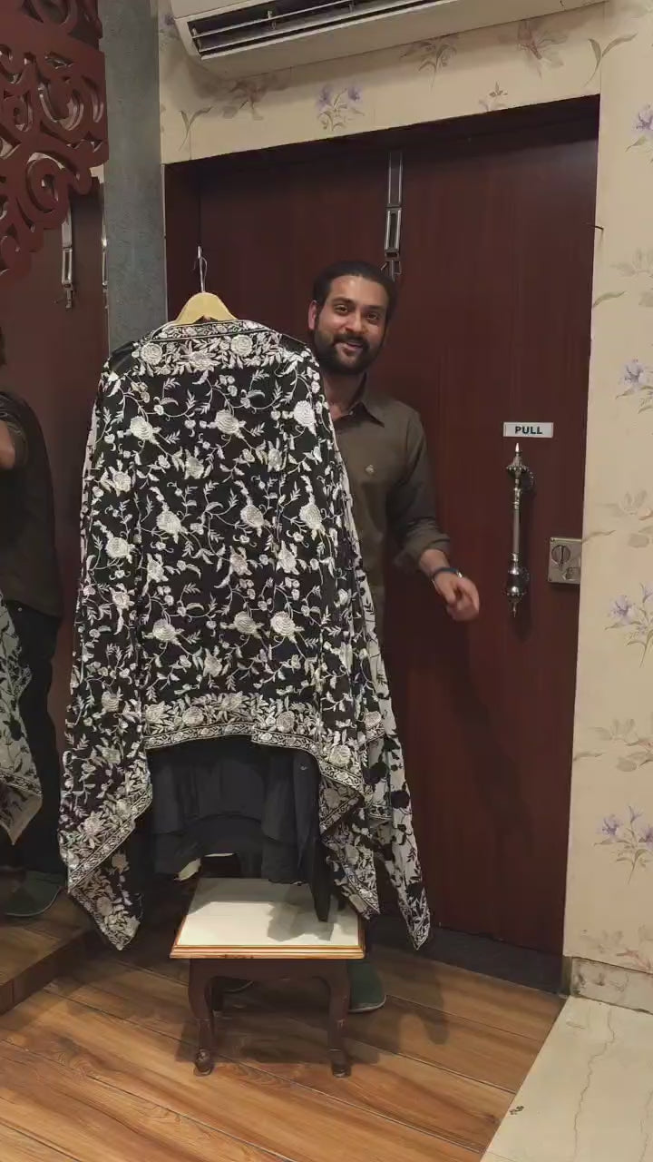 Pure Mul Cotton Parsi Embroidery- Monochrome Edit