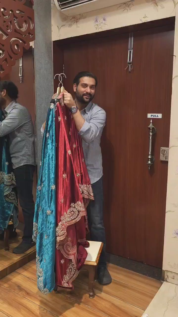 Silk Velvet Paisley- Zari Dori & Mirrorwork Suit