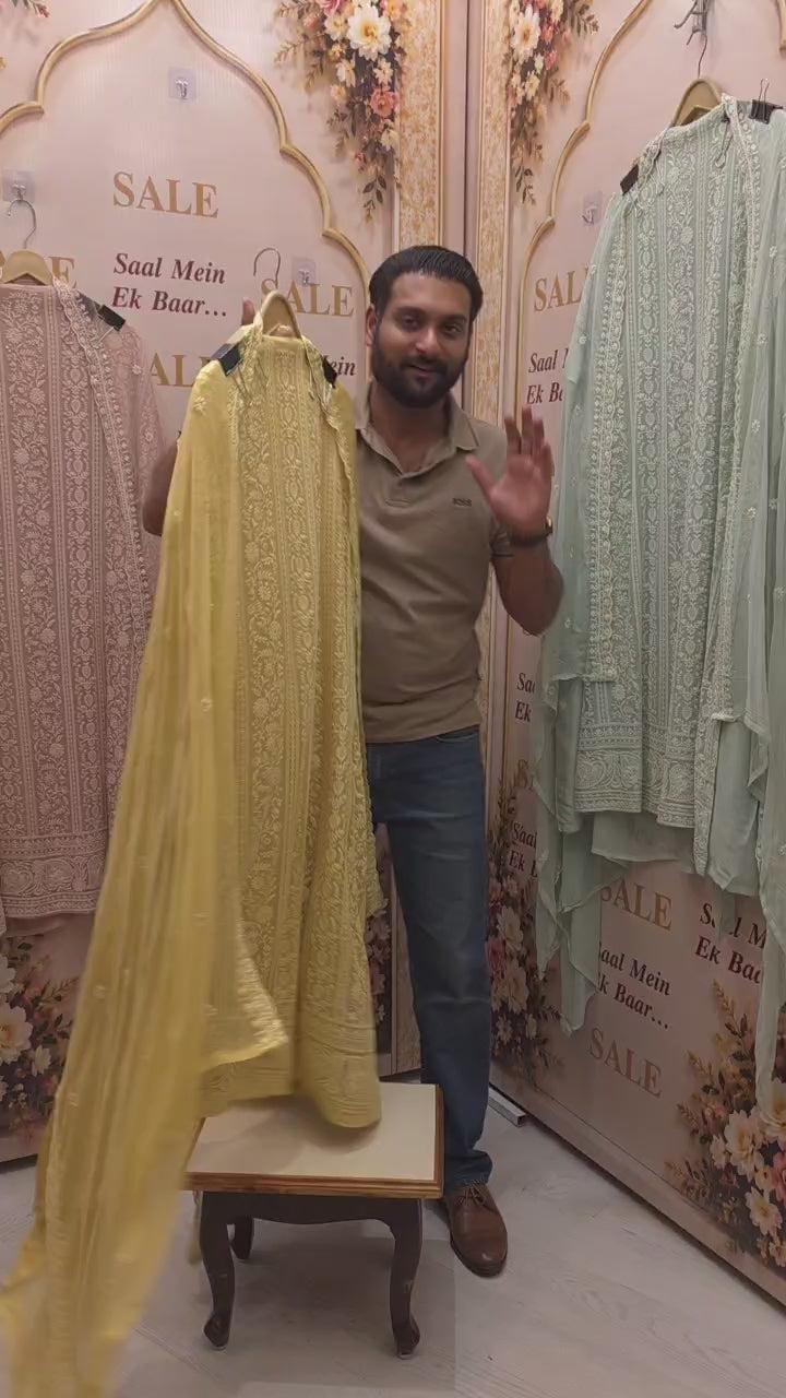 Fine Georgette Lucknowi Suit with Pure Chiffon Dupatta