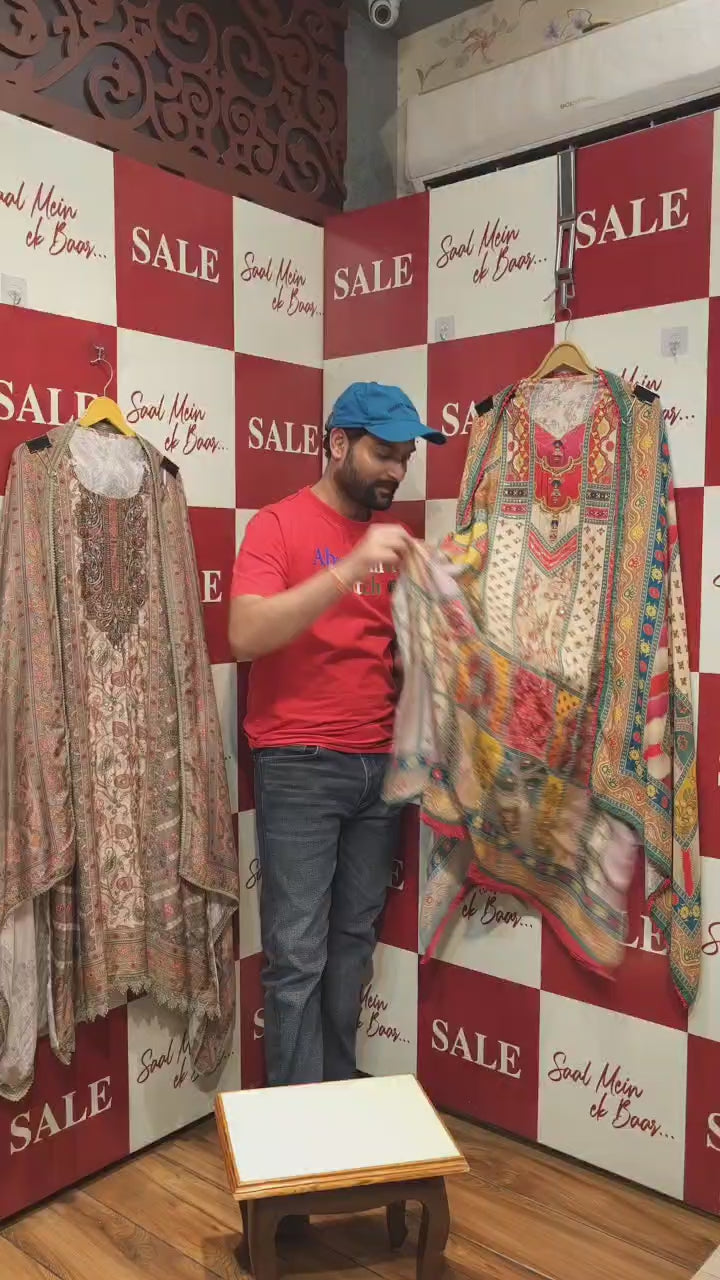 Pakistani Muslin Embroidered Suit – Dual Designs