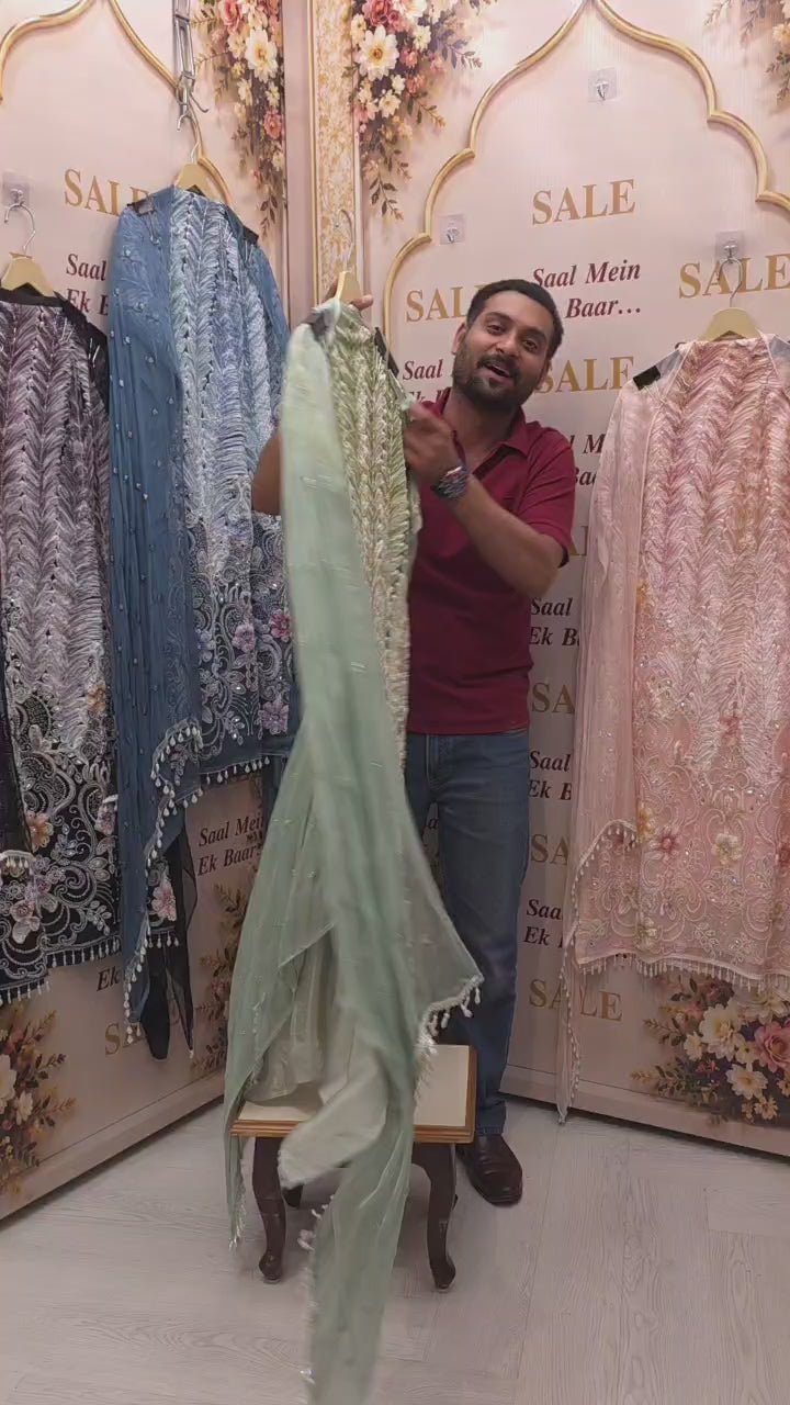 Indo-Western Suit - Feather Feel Embroidery