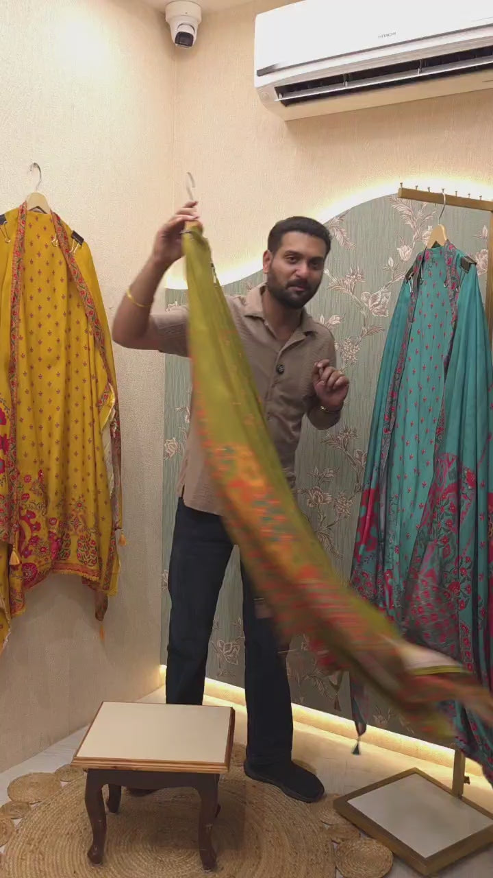 Pure Muslin with Tone-on-Tone Embroidered Suit