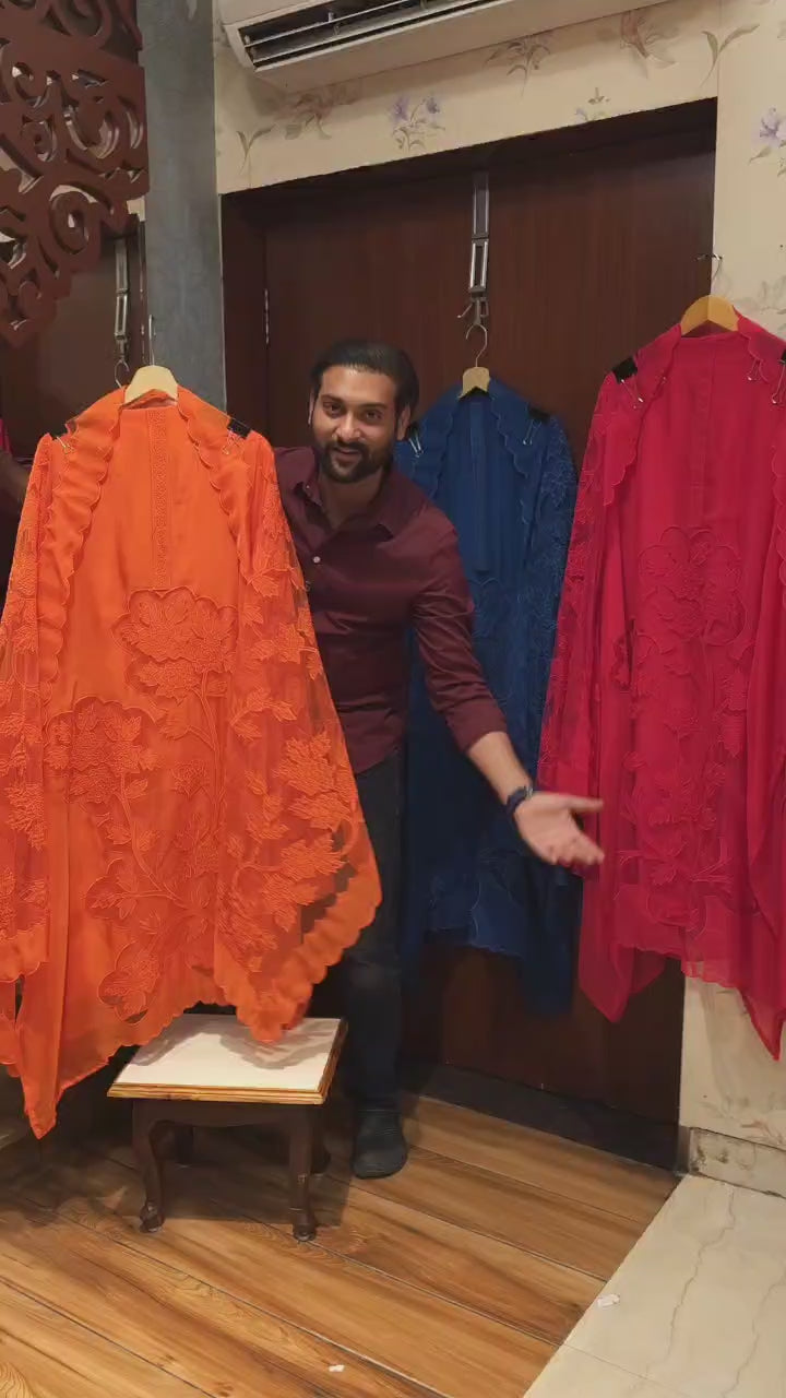 Pakistani Applique Work Organza Suit