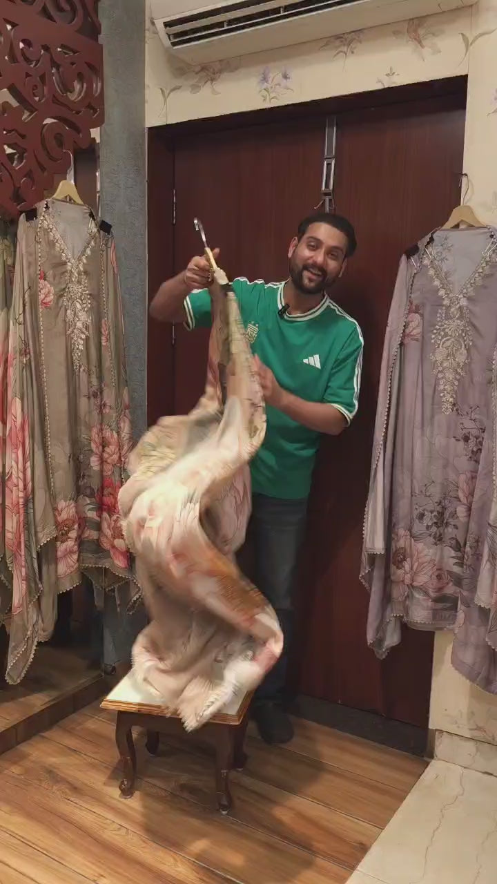 Classy Prints & Sublte Threadwork - Pure Muslin Suit