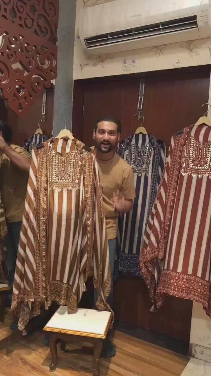 Striped Crepe Suit in 3 new Hues