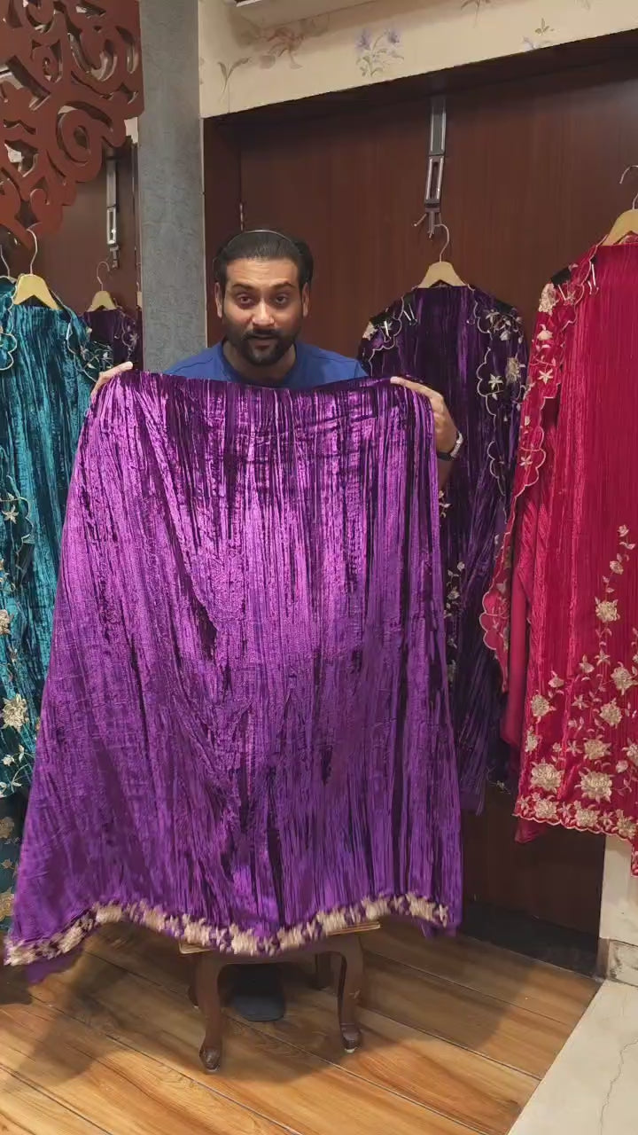 Velvet Parsi Embroidery Suit